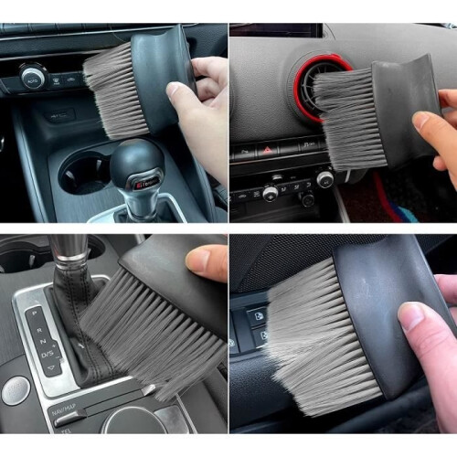 2pcs Automatic Interior Dust Brush, Car Cleaning Brushes, Soft Bristle Dusting Tool, Black 2