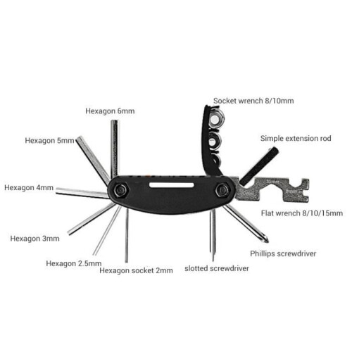 Bicycle Tool Kit - 16-in-1 - Bicycle Repair Tool - Black 2
