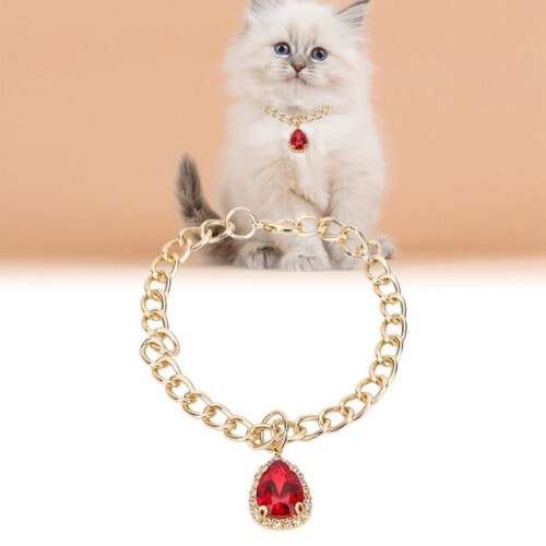 Pet Collar - OKUMGGYJ - 25 cm - Red - Adjustable - Elegant 1