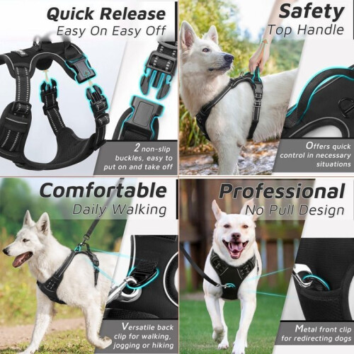 Dog Harness - Arnet - Size L - Anti-Pull - Reflective - Black 1