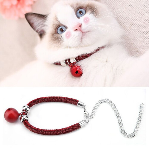 Cat collar - OKUMGGYJ - Red - Adjustable - With bell 1