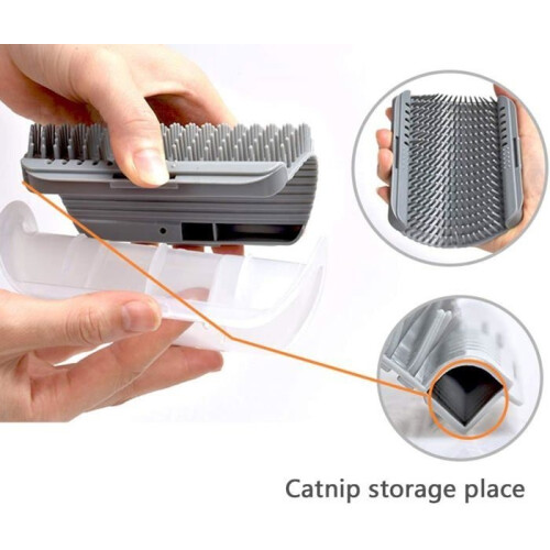 Corner scratching post - PZCC - Large size - 2 brushes - Comb - Cat care 2