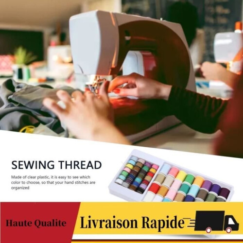 Set of 60 colored sewing machine threads with reusable spool 1