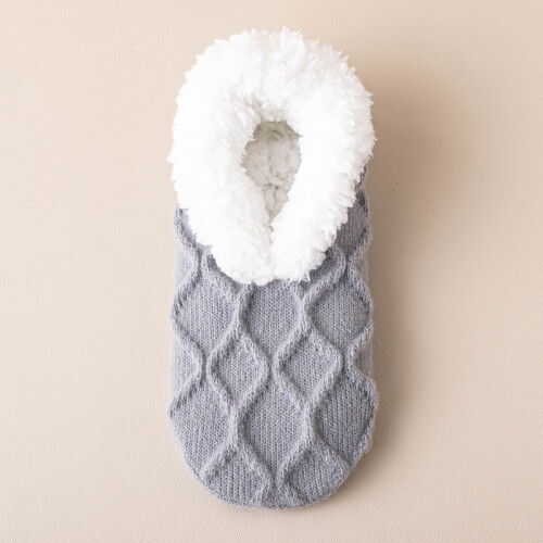 Lammwollfleece-gefütterte, rutschfeste, warme Bodensocken - Einheitsgröße Paar DarkGrey 2