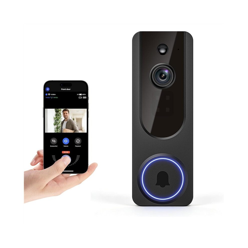 1080P Wireless Wi-Fi Doorbell Camera With Ai Human Detection And Night Vision For Home Security 4017648541662
