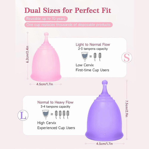 (Us plug) Menstrual Cup Set with Steam Sterilizer, S & L Size, Reusable Period Cups, Includes Drawstring Pouch, EU Plug 1