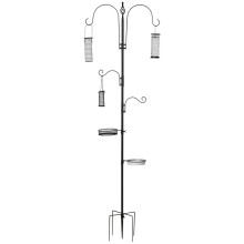 Vogelfutterstation aus Stahl, freistehender Vogelfutterspender 208 cm hoch mit 4 Haken, schwarz