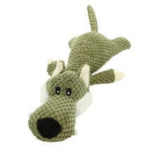 Groen schattig wolfje stressverlichtend speeltje voor honden, zachte sensorische metgezel voor thuis, spelen en kalmerend comfort.