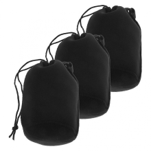 3 Pcs Durable Camera Lens Pouches for DSLR and Mirrorless Cameras, Travel Storage Bags with Carabiner for Outdoor Photography