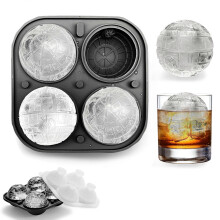 Molde redondo de silicona para cubitos de hielo con forma de Estrella de la Muerte, reutilizable, de 5 cm de diámetro, ideal para bebidas y