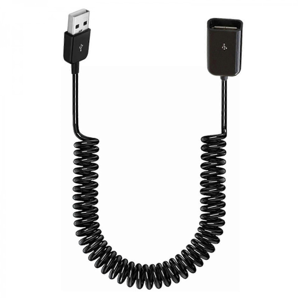 Usb 2.0 Male To Female Spring Coiled Telescopic Extension Cable, Compatible With Various Usb Devices, Black 6083684962264