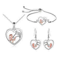 Paardenketting, armband en oorbellen set voor meisjes, paardenthema cadeau voor dames en tieners, elegante sieradenset