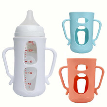 Silikonhülle für Babyflasche, kompatibel mit Pigeon Glasflasche 8,1 oz, ergonomischer Griff und stoßdämpfender Schutz, 3 Stück