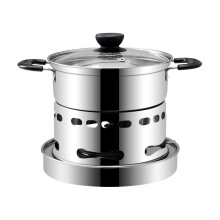 Hornillo portátil de acero inoxidable para bebidas alcohólicas, ideal para uso en interiores y acampadas. Fácil de transportar, no requiere