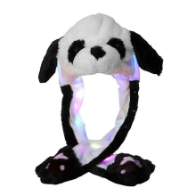 Gorro de panda luminoso con orejas móviles, gorro plegable informal personalizado para paseos al aire libre y uso diario.