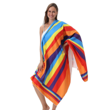 Ultra-Soft Oversized Rainbow Striped Beach Towel, Quick-Dry Microfiber, Strong Wrap Design for Beach and Pool