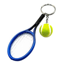 Porte-clés raquette de tennis miniature avec pendentif balle - Accessoire de sac de sport factice