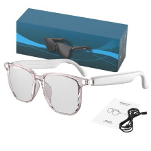 KI-Übersetzungsbrille mit 144 Sprachen, Echtzeit-Smartbrille mit Bluetooth und Blaulichtfilter in Weiß