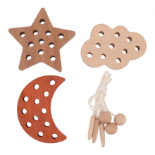 Jeu d'enfilage en bois pour tout-petits, formes nuage, étoile et lune, un jeu éducatif et amusant pour améliorer la patience