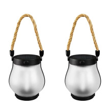 2 Pcs Solar Lantern Outdoor Lights Waterproof Dancing Flame for Garden and Yard Decor, Warm Glow