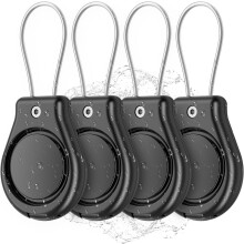 Lot de 4 étuis de protection étanches compatibles avec AirTag, étui anti-perte à verrouillage sécurisé avec câble porte-clés pour hommes