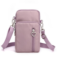 Bolso bandolera pequeño para mujer, mini bolso para teléfono móvil con correa, cartera de hombro de nailon para teléfono, morado