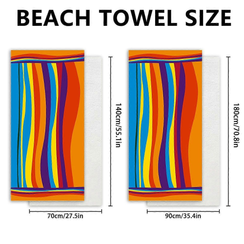 Ultra-Soft Oversized Rainbow Striped Beach Towel, Quick-Dry Microfiber, Strong Wrap Design for Beach and Pool 2