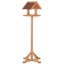 Vogelfutterhaus für den Außenbereich auf einem Ständer, wetterfestes Dach, Massivholz, 55 x 55 x 144 cm, Naturholz