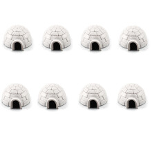 Iglo-ornamentenset, decoratief miniatuurmodel, 8-delige set, 3,80 x 3,80 x 2,20 cm