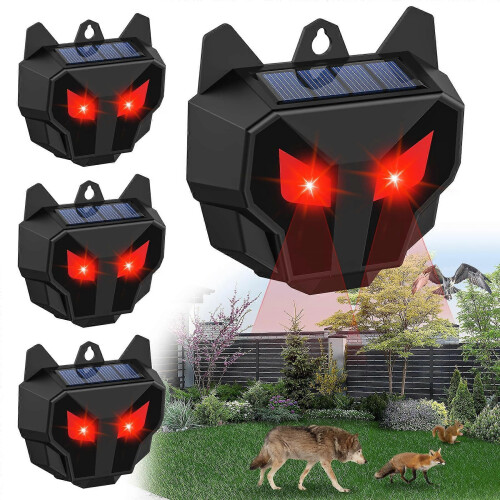 4 Pack Solar Animal Repeller Deer Deterrent with Red Lights Waterproof Outdoor Predator Control