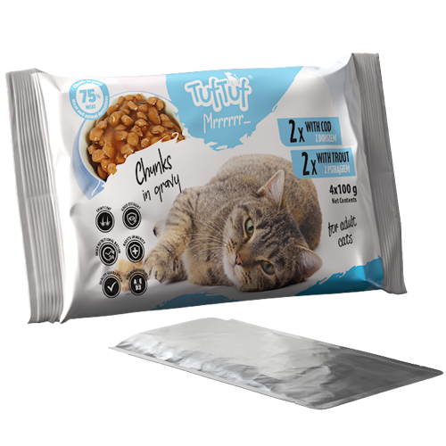 TUF TUF MIX Kød- og fiskesmag - vådfoder til katte - 24x (4x100g) 1