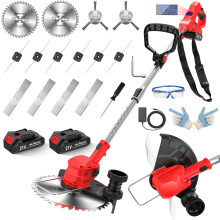 Cordless Strimmer 21V with 2×2000mAh Battery & Charger,Grass Trimmer Cordless with 14 Blades Cutting System
