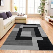 (120 x 170 cm (4 ft. x 5 ft. 6 in), Milo Black Grey) Extra Large Rugs Non Slip Area Rug Modern Luxury Living Room Bedroom Carpets