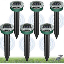 Pack of 6 Solar-Powered Ultrasonic Mole Repellers, IP65 Waterproof, Effectively Repels Moles, Gophers & Snakes in Lawns and Gardens