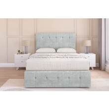 (2'6 Small Single, Sliver) Sloomy Cambridge Naples Divan Bed Base 2 Drawers Left Side With 54" Floor Standing Headboard & 12" Matching Footboard