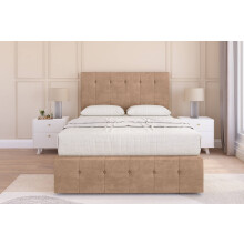 (2'6 Small Single, Sand) Sloomy Cambridge Naples Divan Bed Base 2 Drawers Left Side With 54" Floor Standing Headboard & 12" Matching Footboard