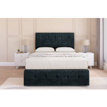 (2'6 Small Single, Black) Sloomy Cambridge Naples Divan Bed Base No Drawers With 54" Floor Standing Headboard & 12" Matching Footboard