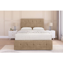 (2'6 Small Single, Mink) Sloomy Cambridge Naples Divan Bed Base No Drawers With 54" Floor Standing Headboard & 12" Matching Footboard