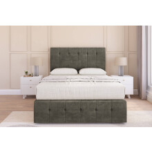 (2'6 Small Single, Pewter) Sloomy Cambridge Dumfries Divan Bed Base 2 Drawers Right Side With 54" Floor Standing Headboard & 12" Matching Footboard