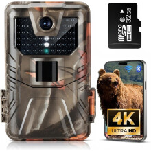 4K 48MP WiFi Trail Camera Bluetooth Game Night Vision 0.2sTrigger Motion Activated IP66 Waterproof Wide Angle Hunting Wildlife