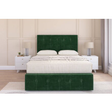 (2'6 Small Single, Emerald) Sloomy Cambridge Plush Divan Bed Base 2 Drawers Left Side With 54" Floor Standing Headboard & 12" Matching Footboard