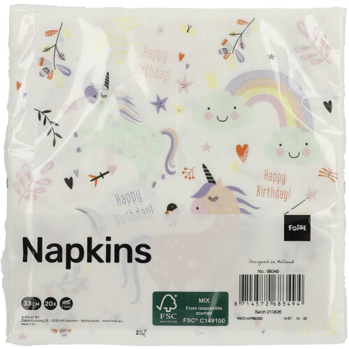 Unicorns & Rainbows Napkins (Pack of 20) 2