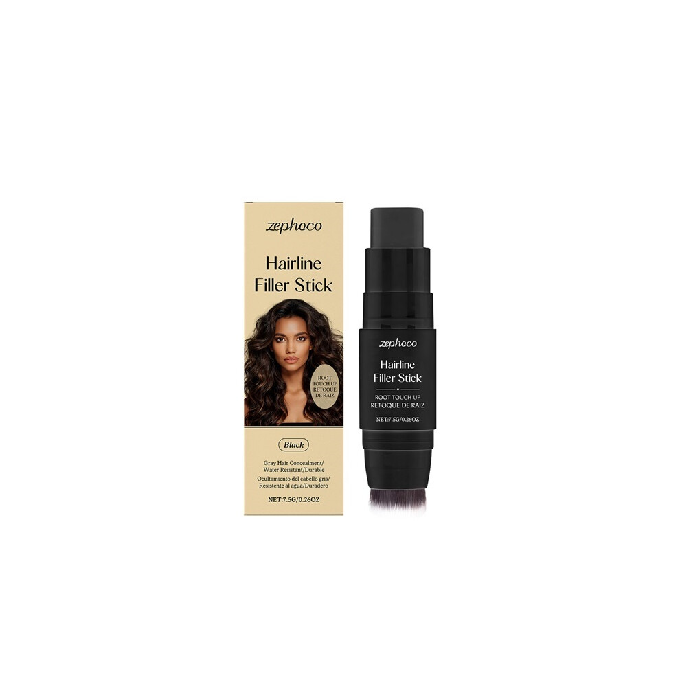 Yeepano Black Hairline Stick, Natural Coverage, No Makeup Removal, Portable Hairline Color Filling Stick With Brush Head