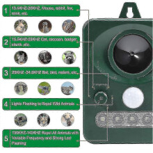 Ultrasonic Cat Repeller, Waterproof Repellent Solar Or Usb Charge, Adjustable Frequency Animal Repellent And Led Lamp Cats, Dogs And Foxes for Gardens