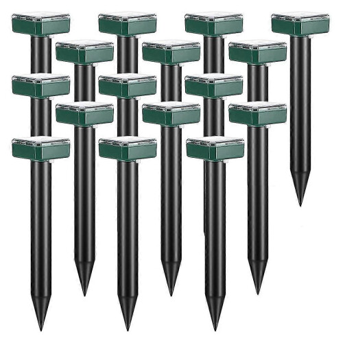 16 Pcs Solar Mole Repellent,ultrasonic Repeller Vole Deterrent Spike