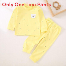 (Yellow,80cm)Conjunto de ropa interior de algodón para niños pequeños diseño de dibujos animados cierres para hombros otoño primavera