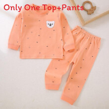 (Pink,90cm)Conjunto de ropa interior de algodón para niños pequeños diseño de dibujos animados cierres para hombros otoño primavera