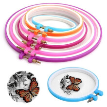 5 PCS Plastic Embroidery and Cross Stitch Hoop Set Embroidery Hoop Ring Frame Adjustable Sewing Tools