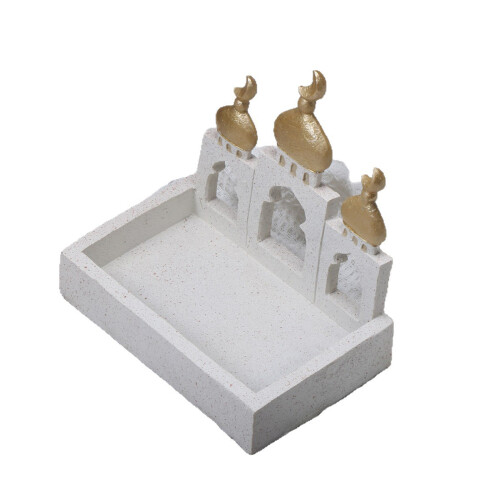 Modèle de tour de mosquée dorée et blanche avec boîte de-3 1