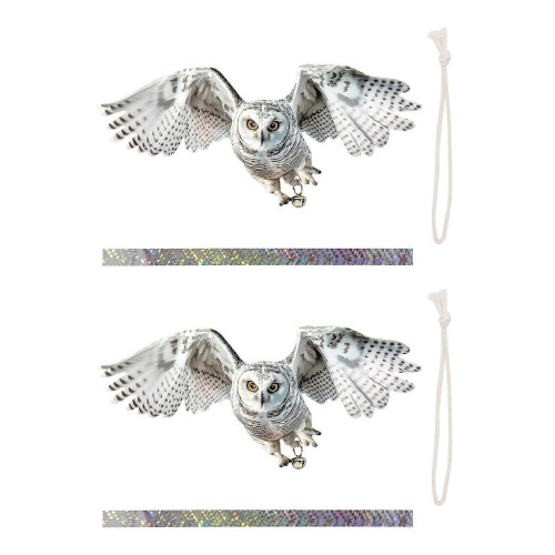 (Style B) Double Faced Acrylic Owl Sculptures Including Reflective Accessories for Balcony Bird Control Multicolor